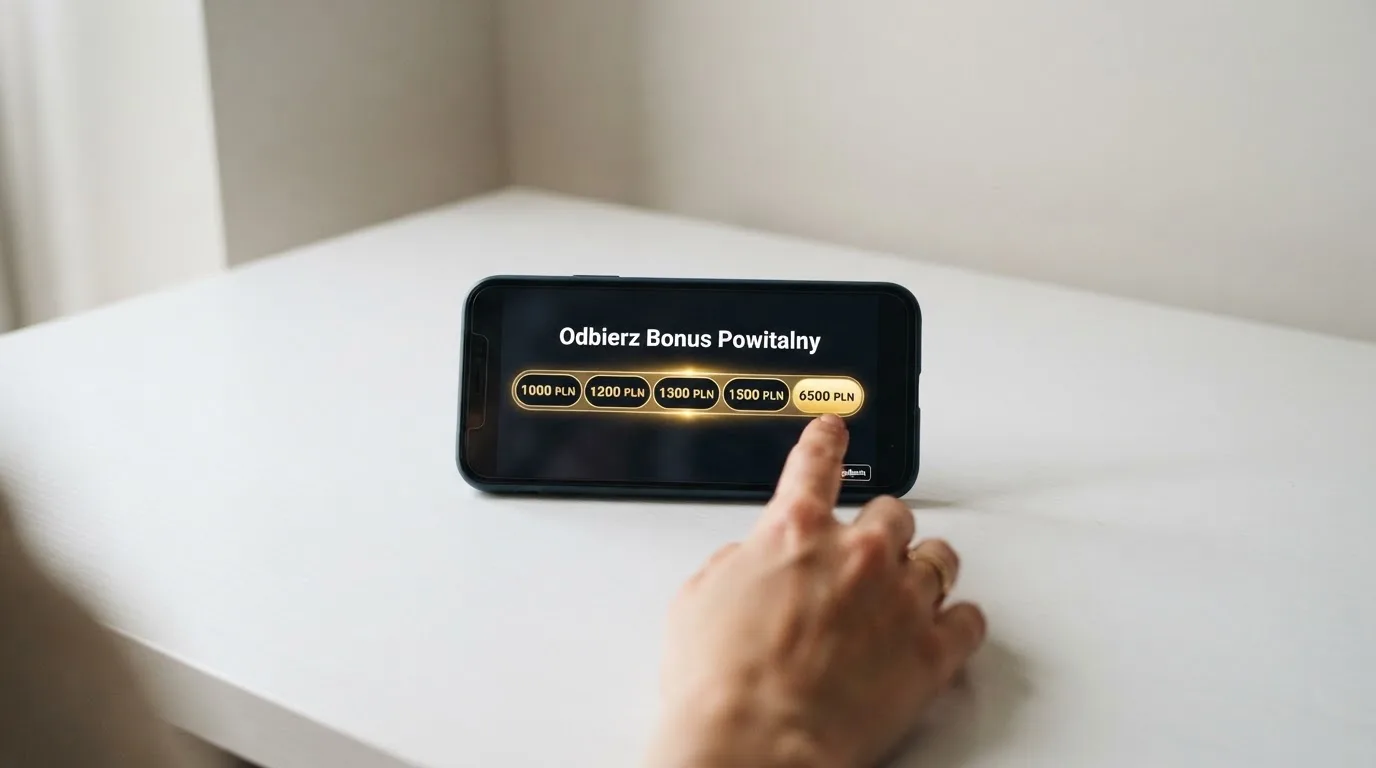 Ekran z warunkami bonusu powitalnego podczas rejestracji w kasynie online